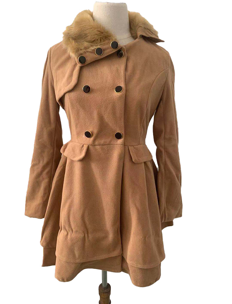 Double-Breasted Belted Flared Coat