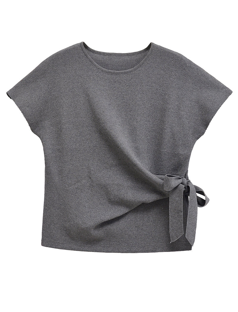 Drop Shoulder Short Sleeve Soft Knit Top