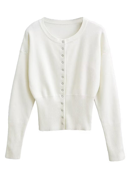 Knitted Crop Buttoned Cardigan