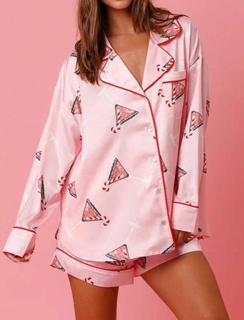 Halloween Button-Up Top and Shorts Pajama Set