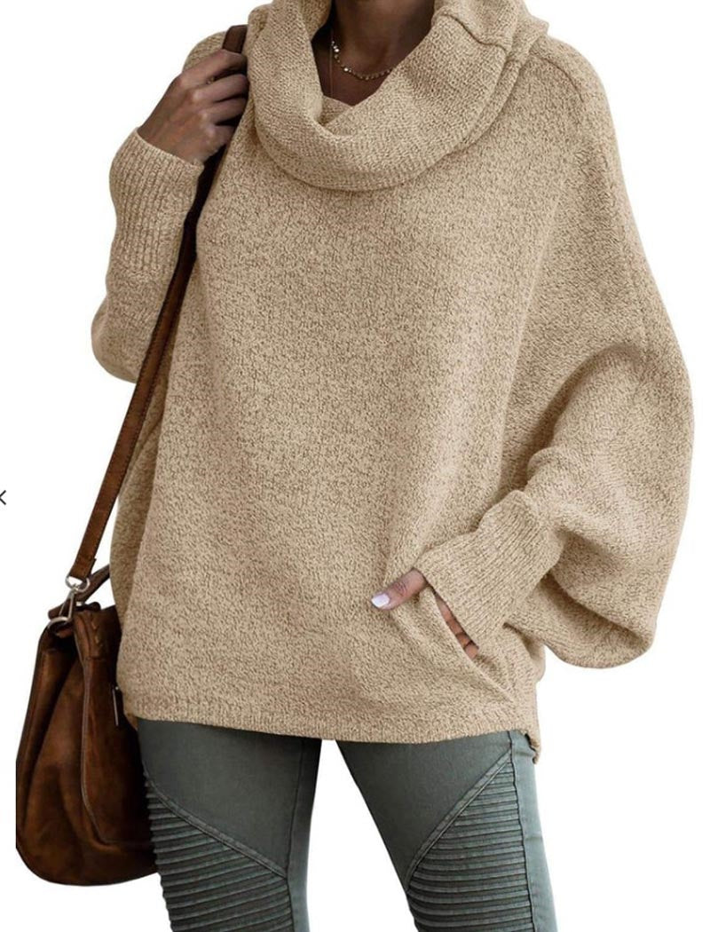 Oversized Cowl Neck Knit Sweater