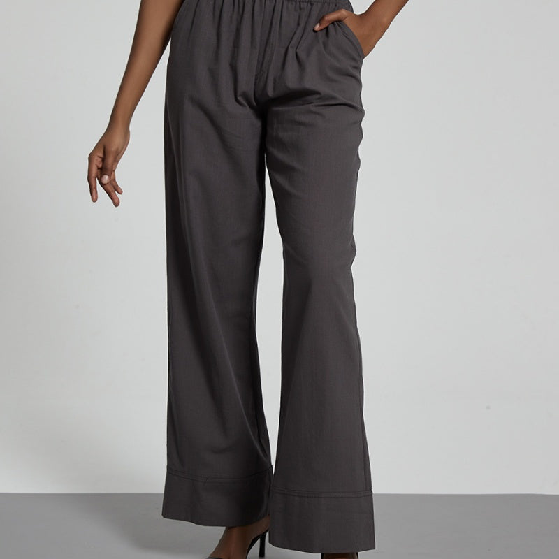 Wrap-Style Top and Wide-Leg Pants Set