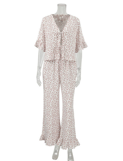 Leopard Print Tie-Front Lounge Set
