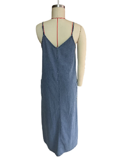 Relaxed Fit Sleeveless Denim Maxi Dress