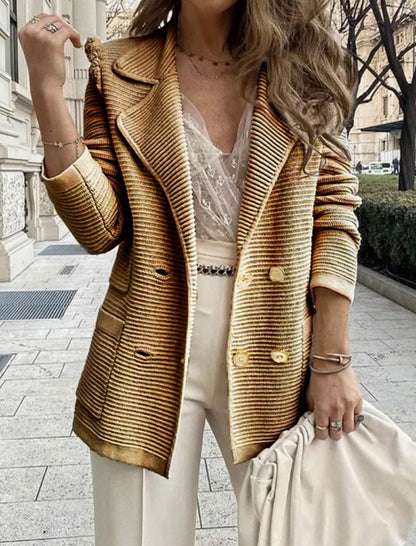 Double-Breasted Ribbed Blazer