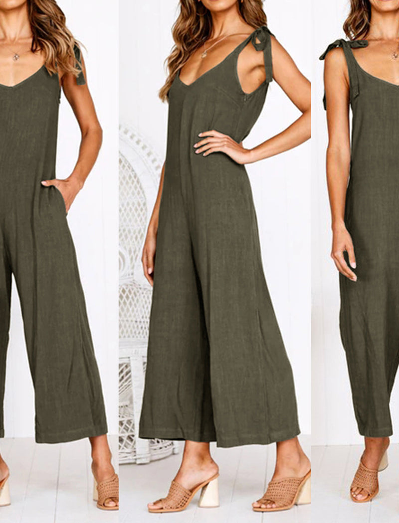 Tie-Strap Wide-Leg Jumpsuit