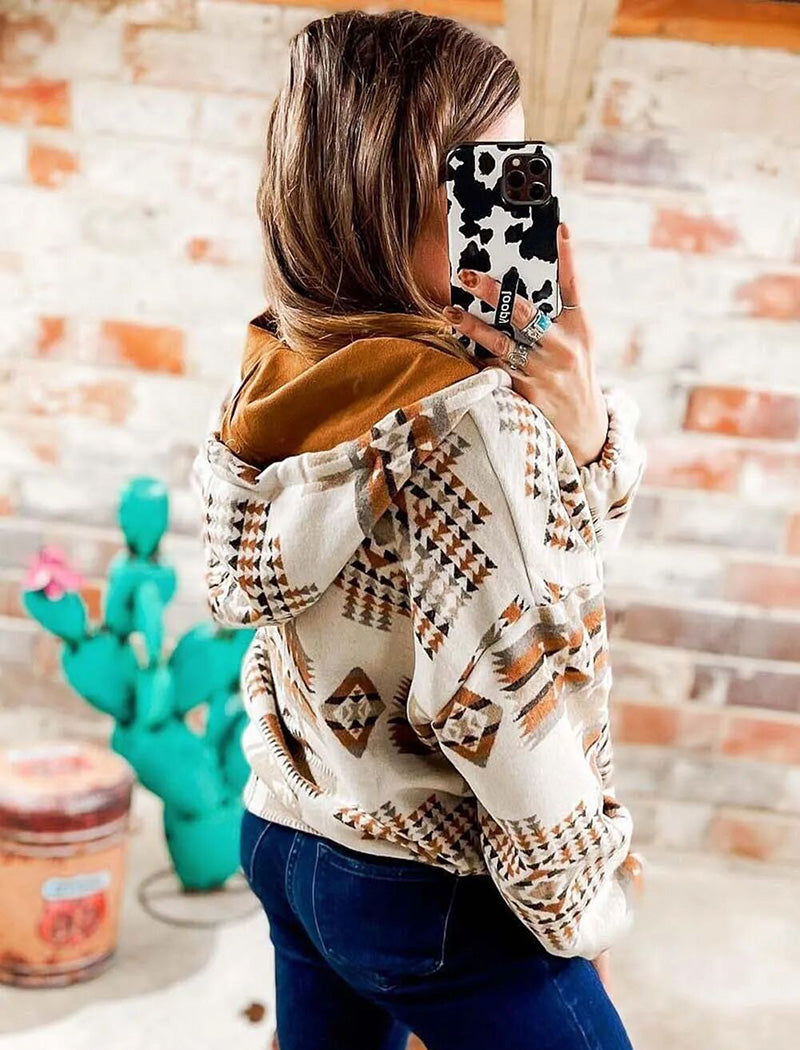 Aztec Print Pullover Hoodie