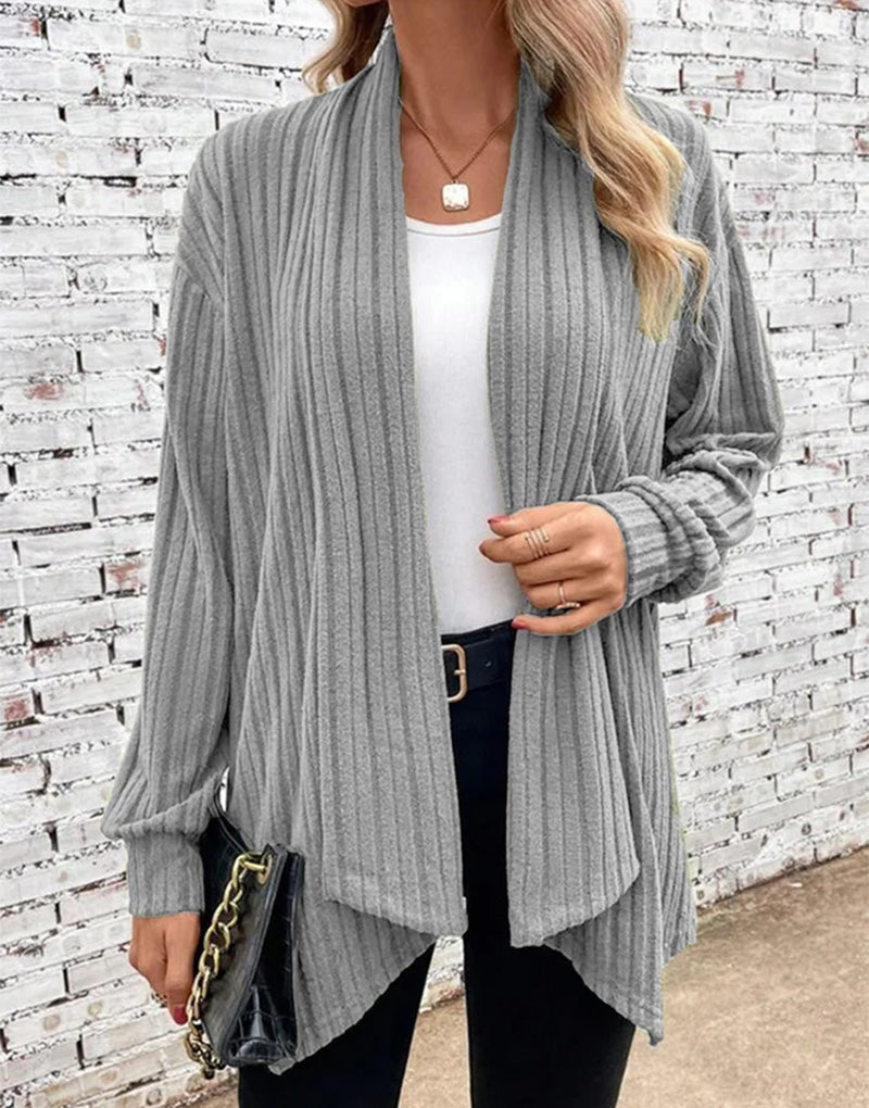 Ribbed Open-Front Cardigan