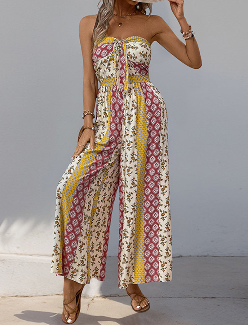 High-Waisted Tie Waist Wide-Leg Jumpsuit