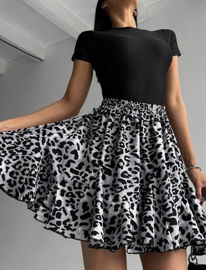 Leopard Print A-Line Mini Skirt