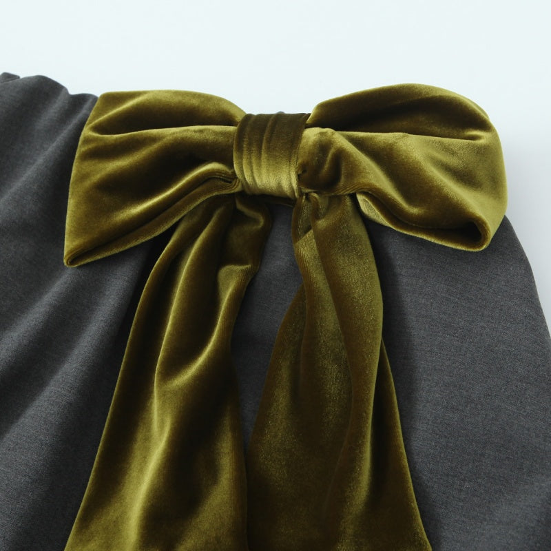 Velvet Bow-Detail Bubble Mini Skirt