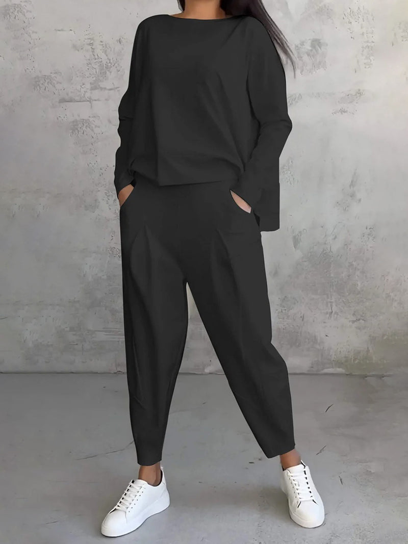 Solid Top and Pants Set