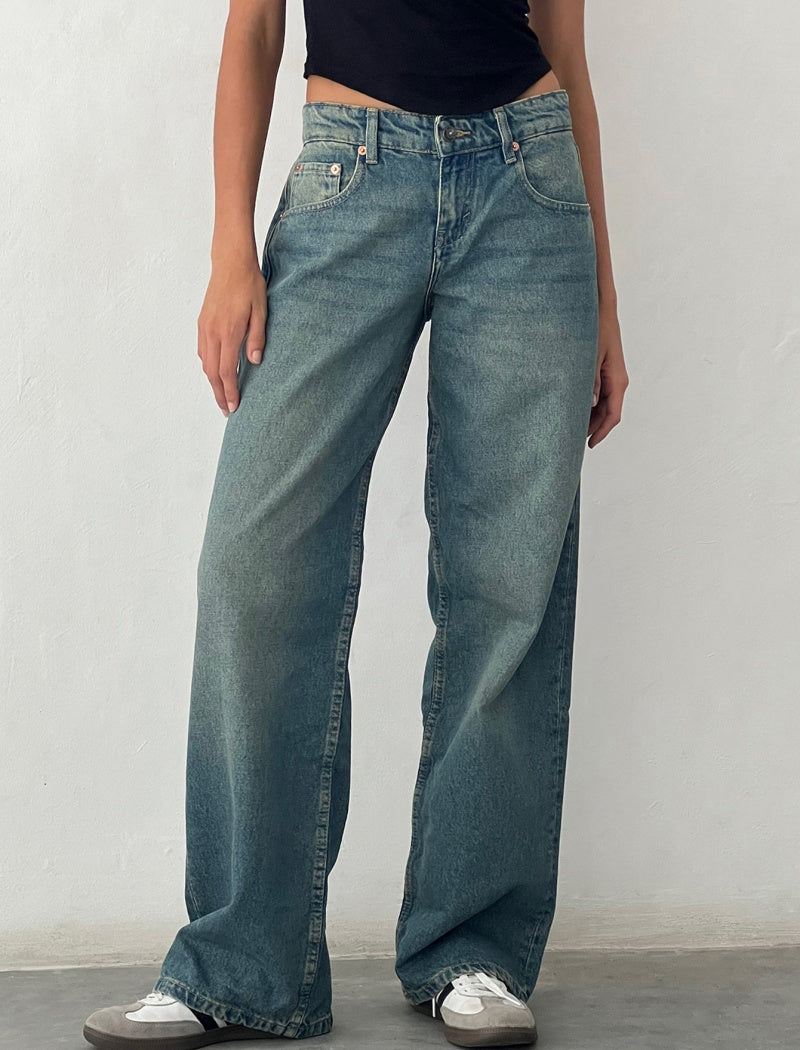 High-Waisted Straight-Leg Denim Jeans