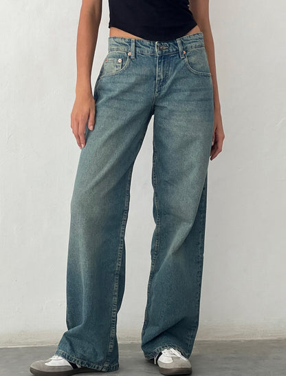 High-Waisted Straight-Leg Denim Jeans
