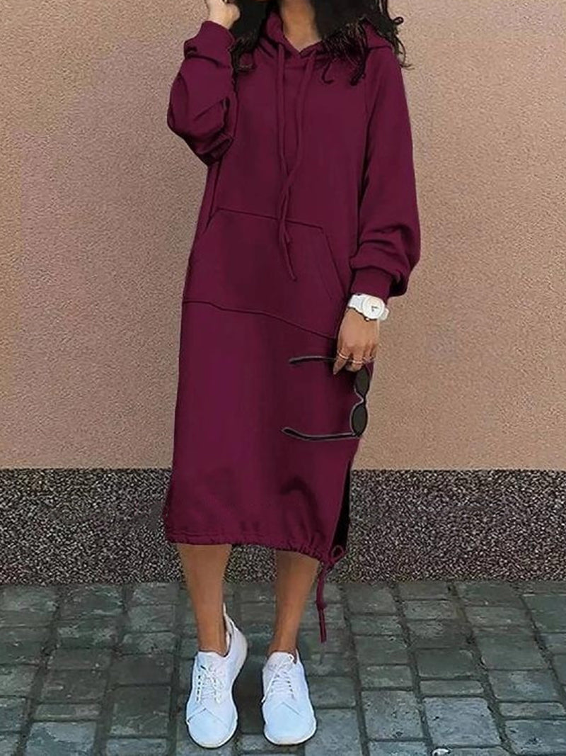 Drawstring Hoodie Midi Dress