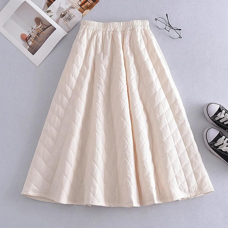 A-Line Elastic Waistband Midi Skirt