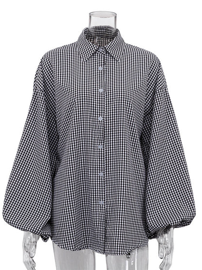 Puff Sleeve Gingham Top