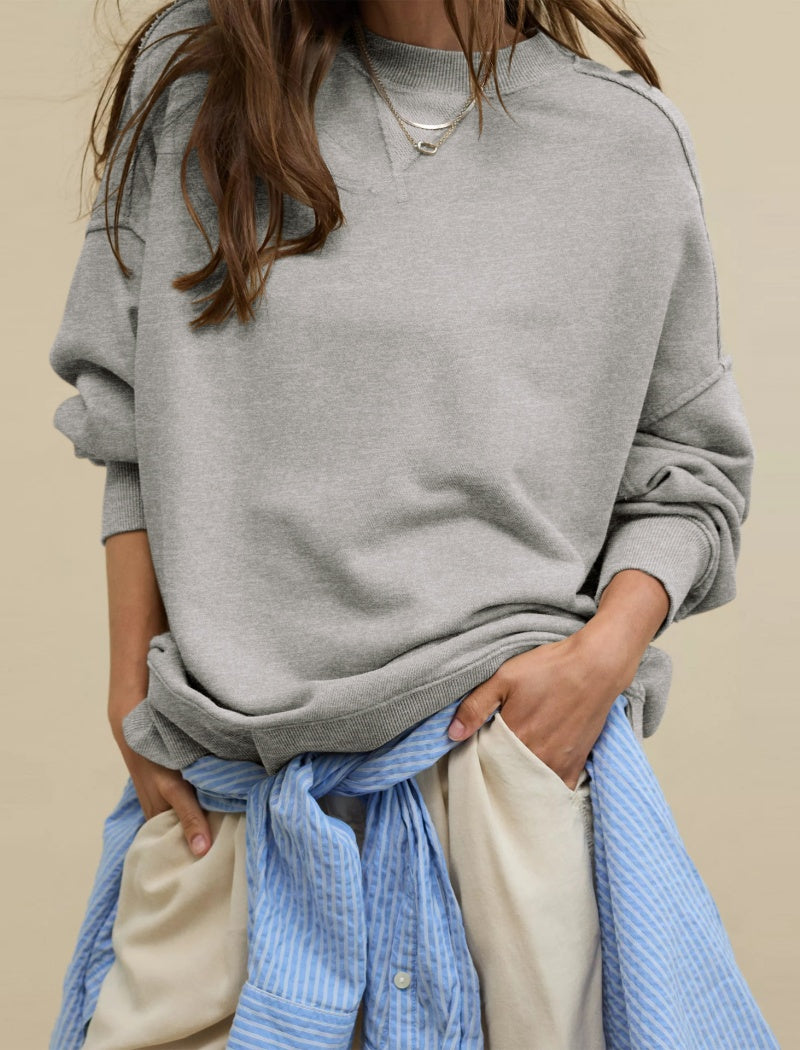 Relaxed Fit Solid Pullover