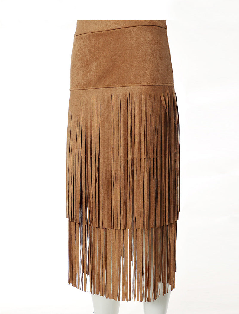 Fringed Mid-length Skirt