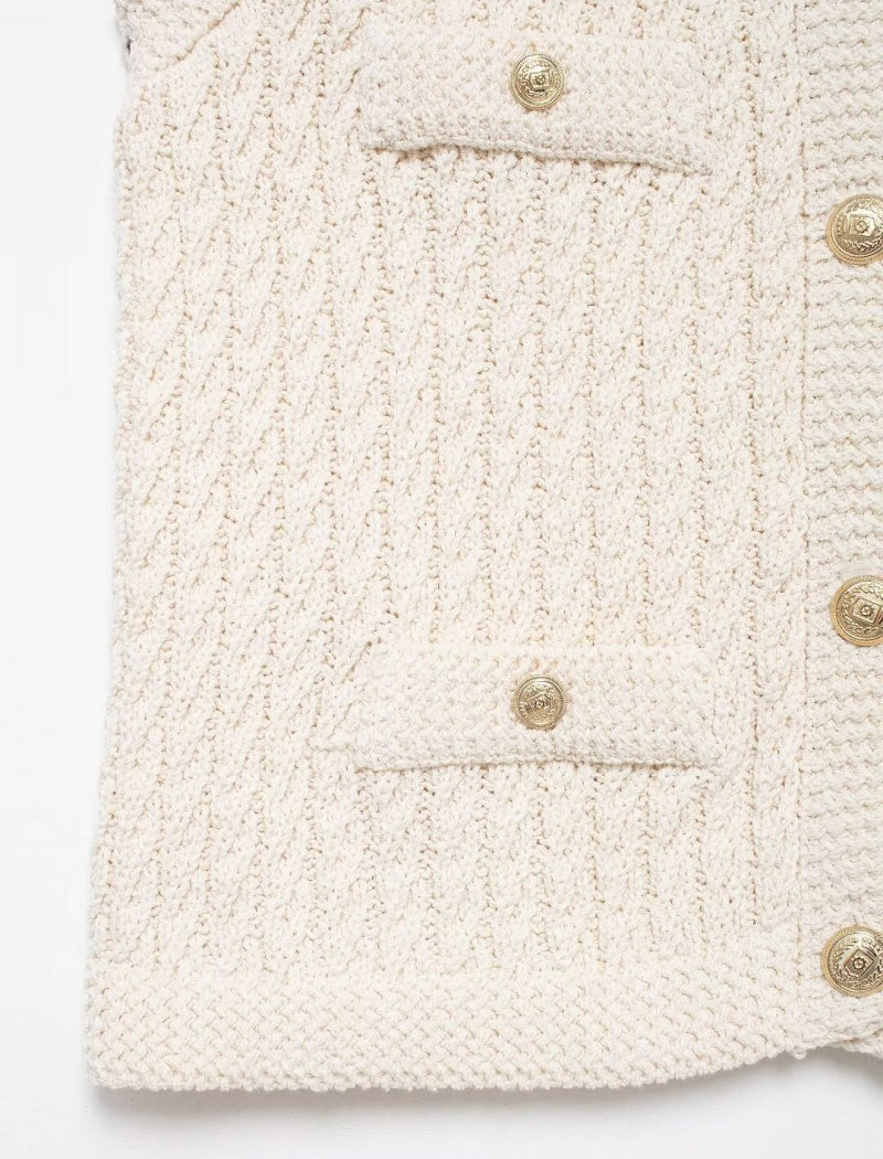 Buttoned Sleeveless Knit Vest