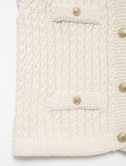 Buttoned Sleeveless Knit Vest