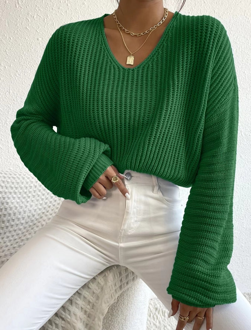 Loose Fit Ribbed Knit Pullover