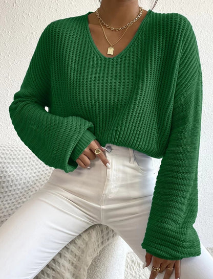 Loose Fit Ribbed Knit Pullover