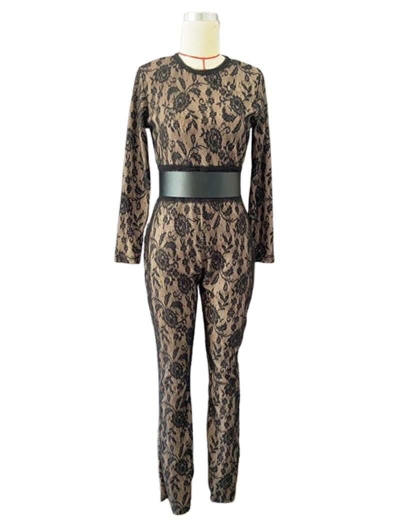 Floral Lace High-Waisted Jumpsuit