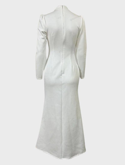 Slim-Fit Pleated Long-Sleeve Dress