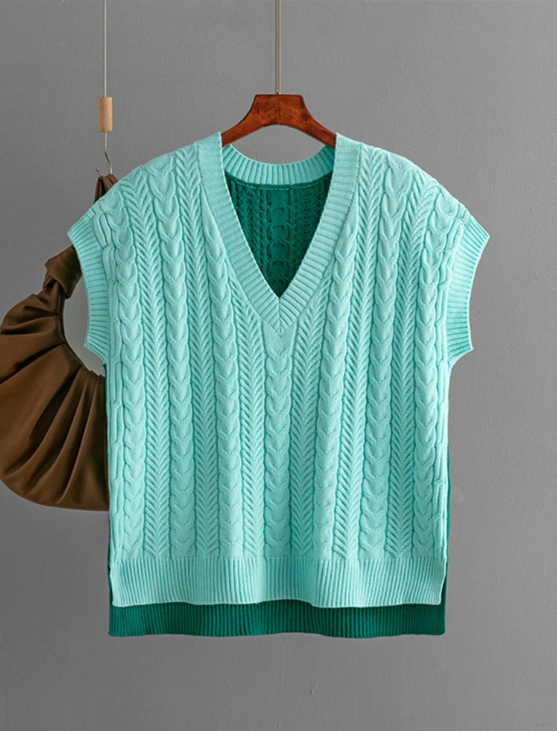 Cable Knit V-Neck Vest