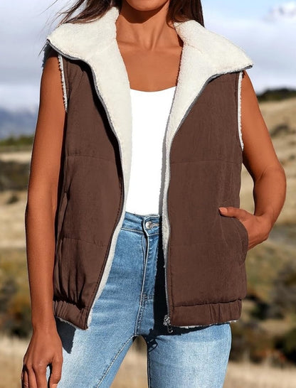 Sleeveless Puffer Vest with Zipper Front