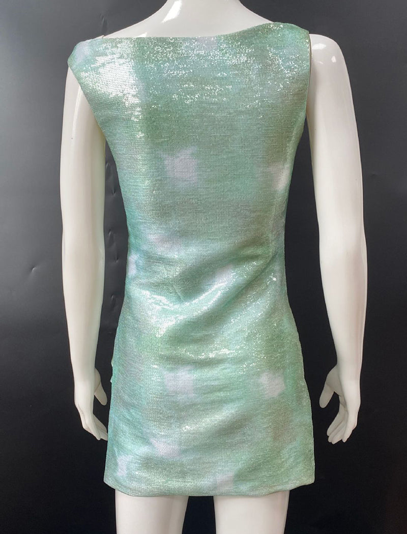 Asymmetrical Sequin Mini Dress