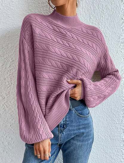 Cable Knit Mock Neck Sweater