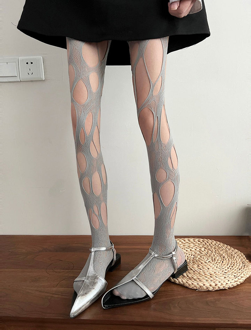 Cut-Out Knit Tights