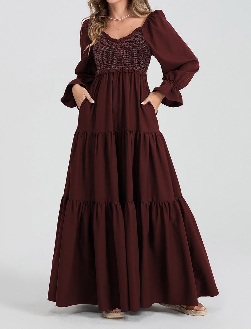 Tiered Maxi Dress with Smocked Bodice