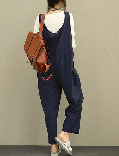 Loose-Fit Sleeveless Overalls