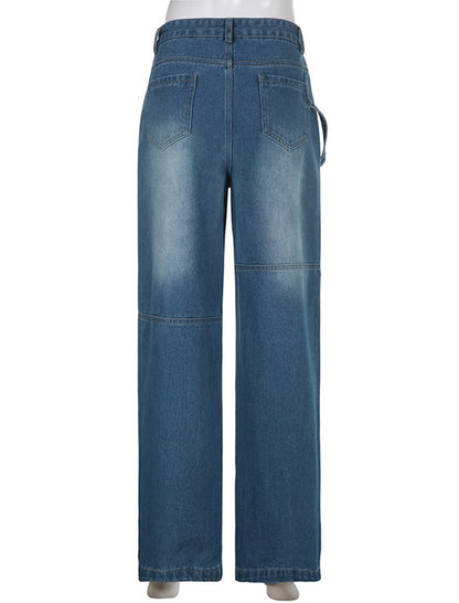 Relaxed Fit Cargo Denim Pants