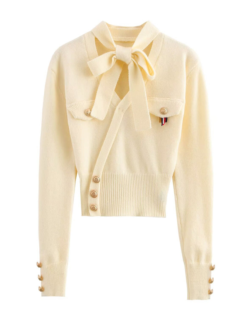 Pullover Sweater with Bow Tie Detail