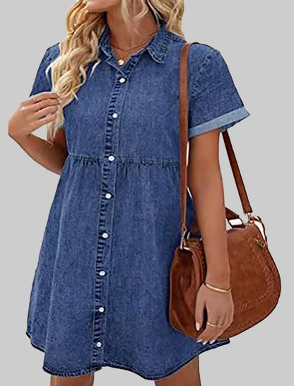 Button-Front Denim Shirt Dress