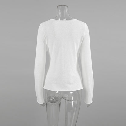 Beaded Slim-Fit Long-Sleeve Top with Seam Detail