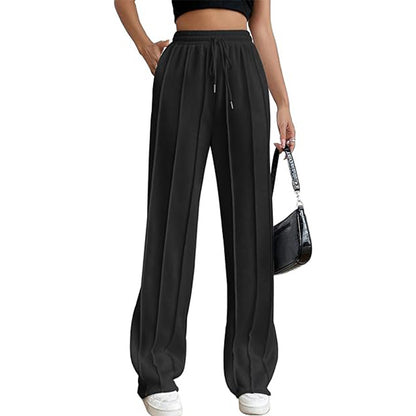 Drawstring Pleated Wide-Leg Pants