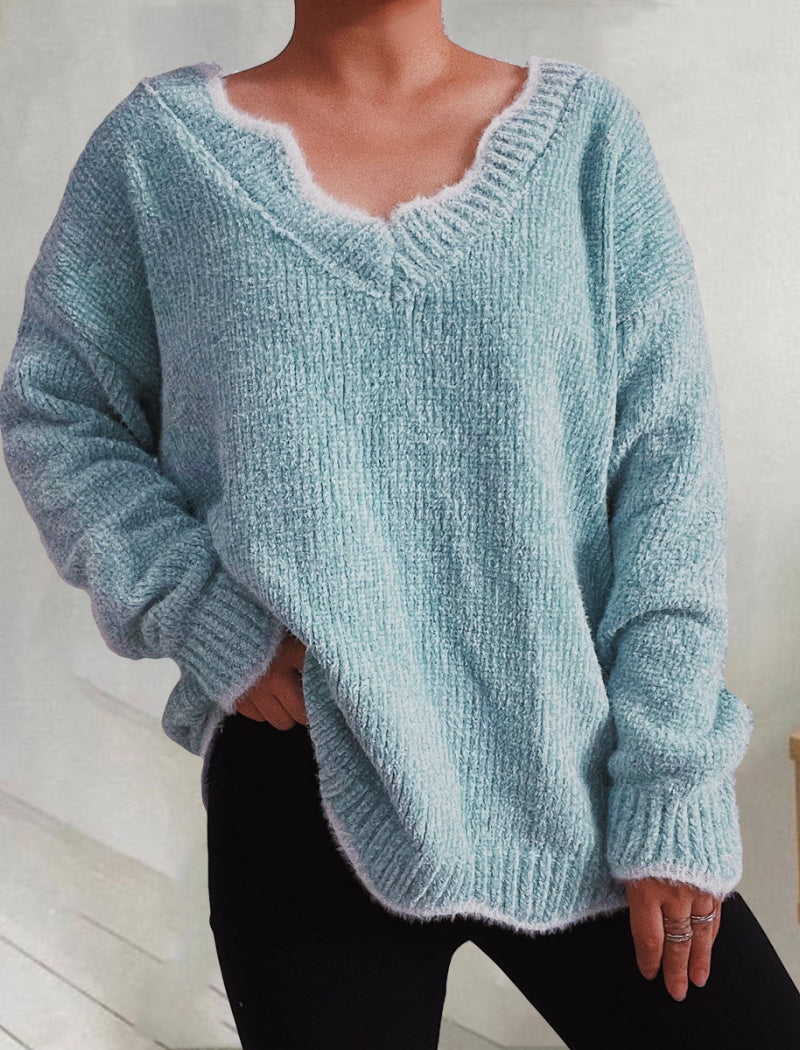 Scallop Trim Knit Sweater