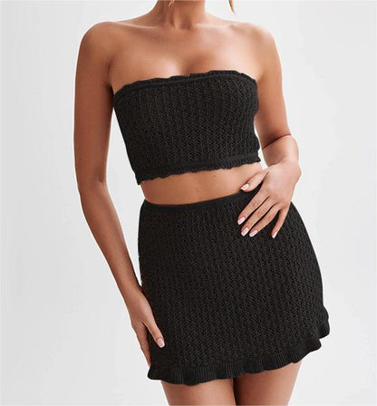 Knitted Tube Top and Skirt Set