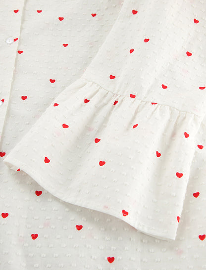 Heart Print Long Sleeve Pajama Set