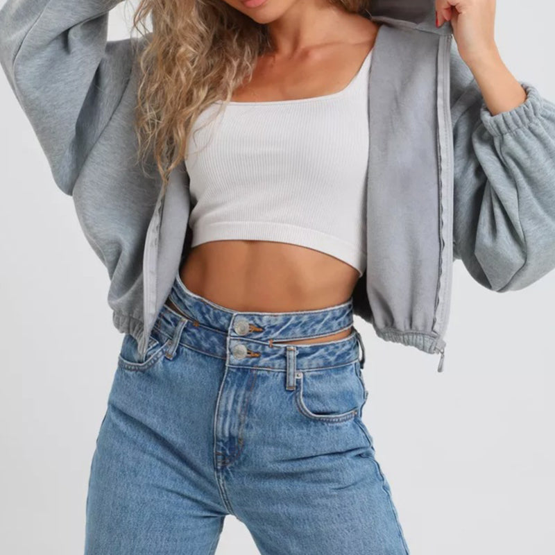 Long Sleeve Crop Zip Hoodie