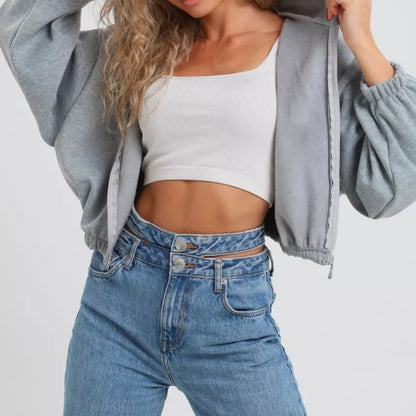 Long Sleeve Crop Zip Hoodie