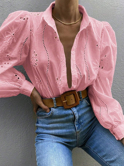 Floral Eyelet Puff Sleeve Blouse