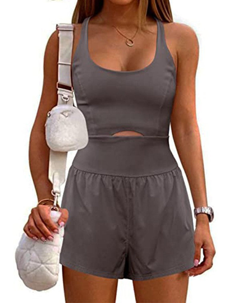 Cutout Cross-Back Vest Romper