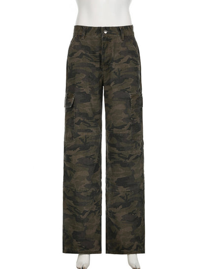Camouflage Multi-pocket Relaxed-fit Jeans