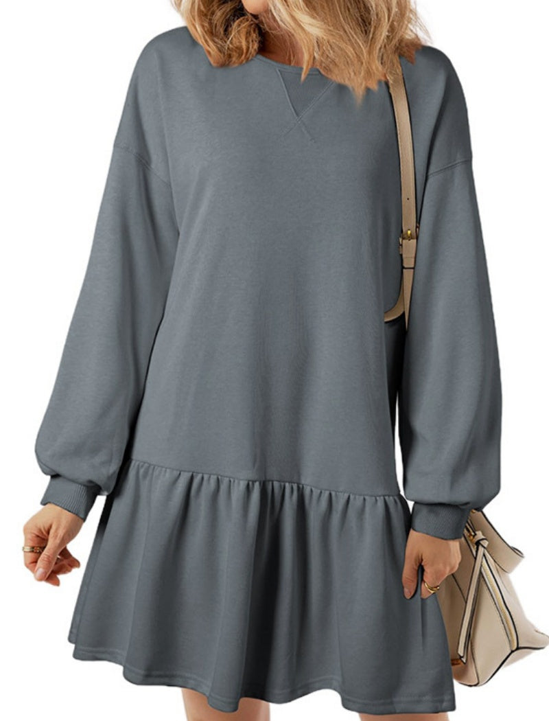 Drop Waist Long-Sleeve Casual Dress